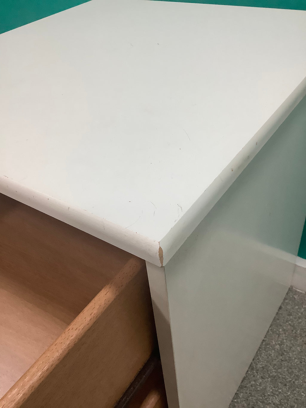 white 2-drawer bedside locker shown is a traditional freestanding nightstand featuring recessed drawer panels and round metal knobs. 210826006