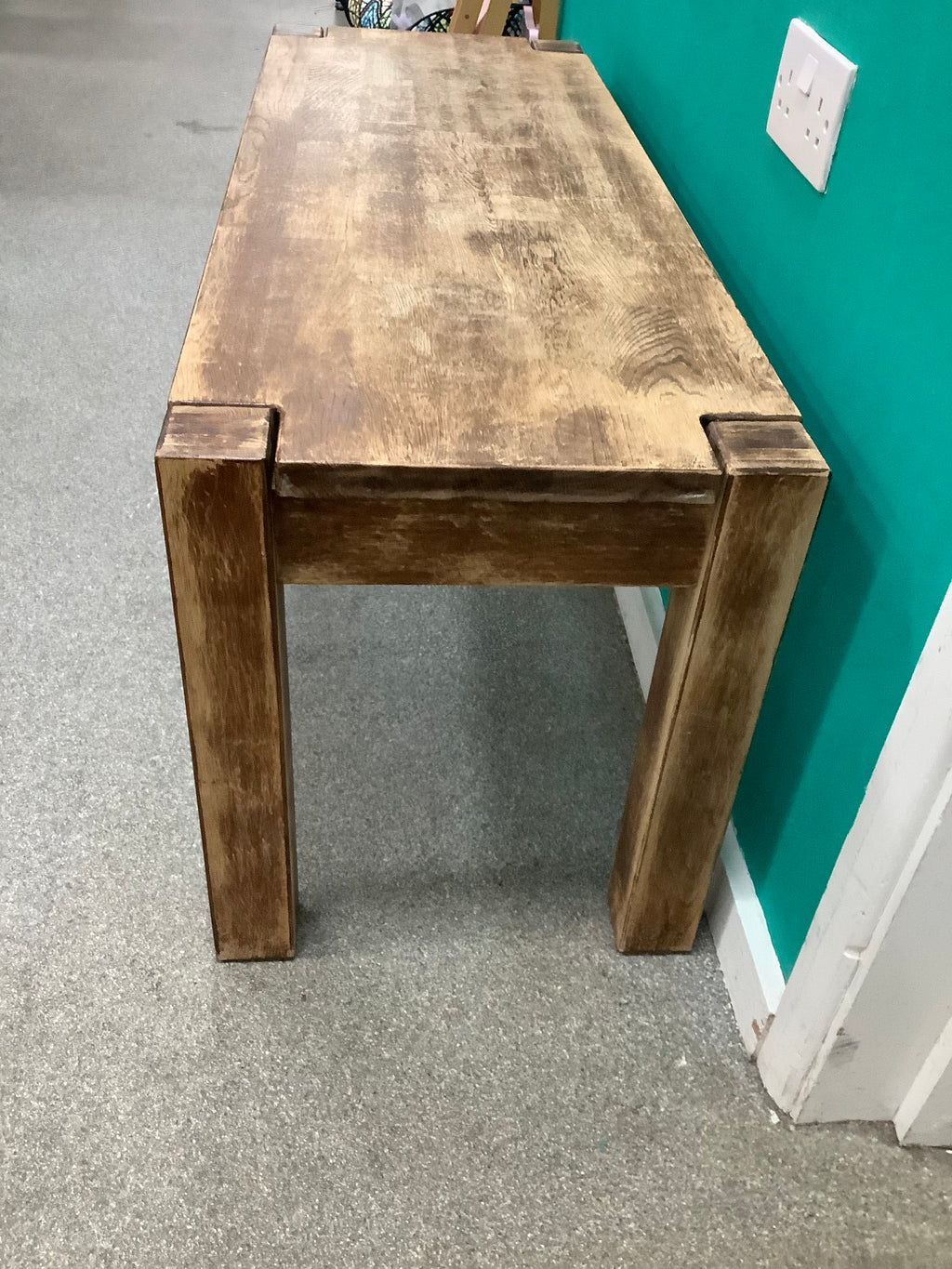 Lancaster Farmhouse Ezekiel and Stearns solid wood bench features a charming rustic distressed finish and sturdy block legs. 240826003