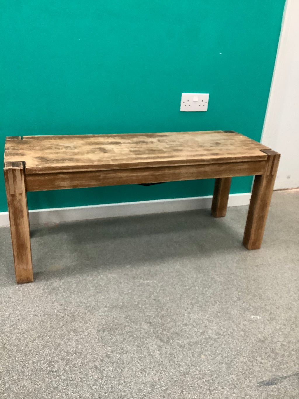 Lancaster Farmhouse Ezekiel and Stearns solid wood bench features a charming rustic distressed finish and sturdy block legs. 240826003