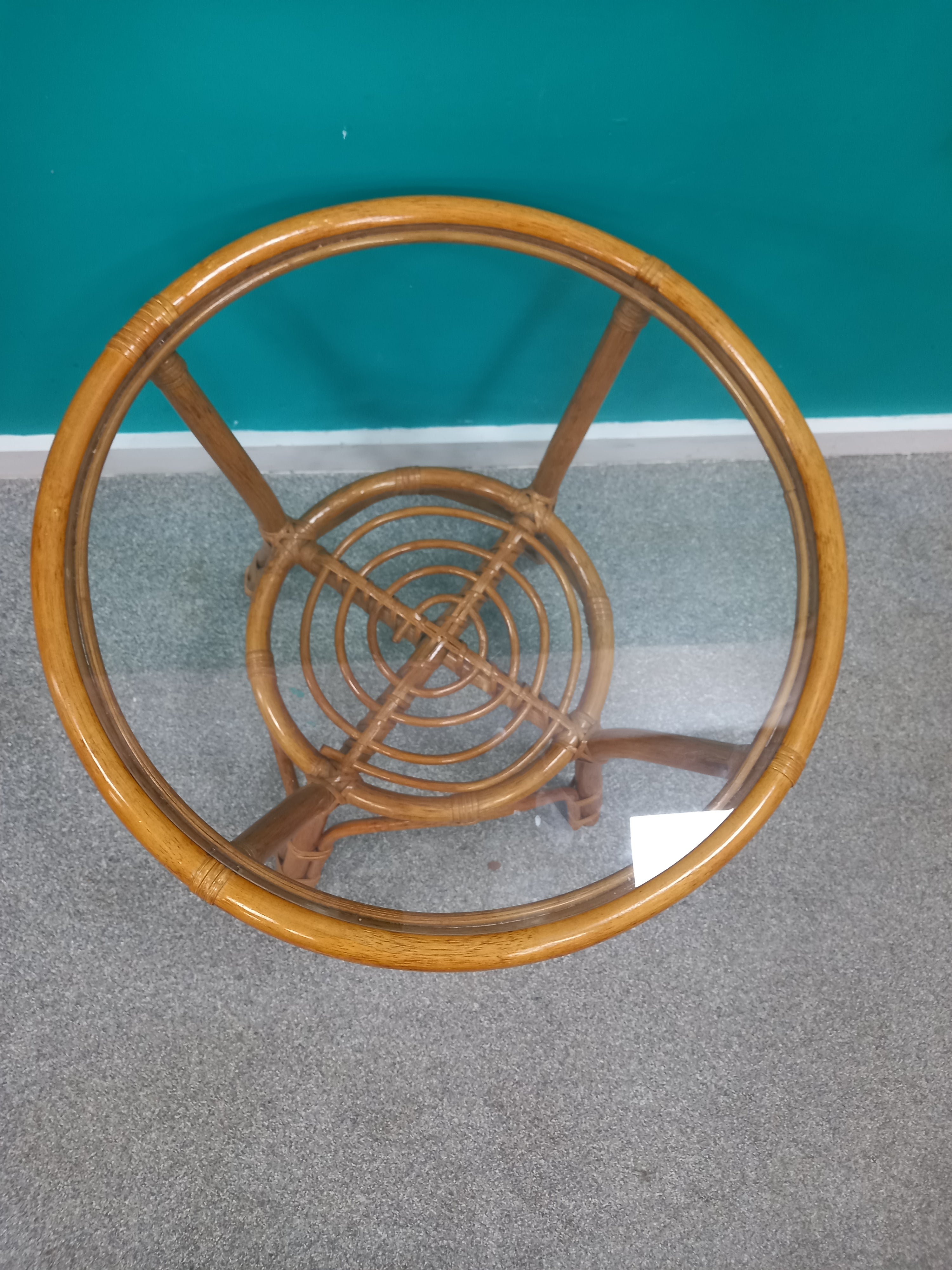 Tiki boho vintage bamboo round coffee table (30062601)