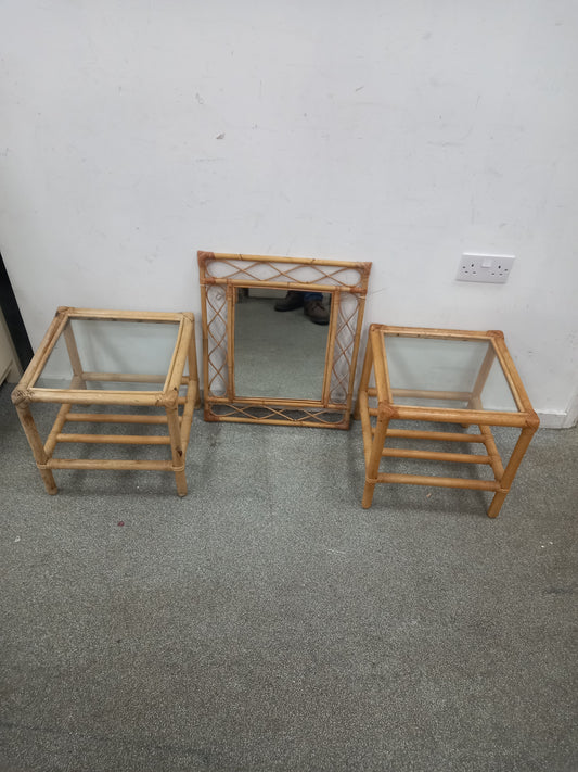 Bamboo Sidetables with Mirror (01122502)